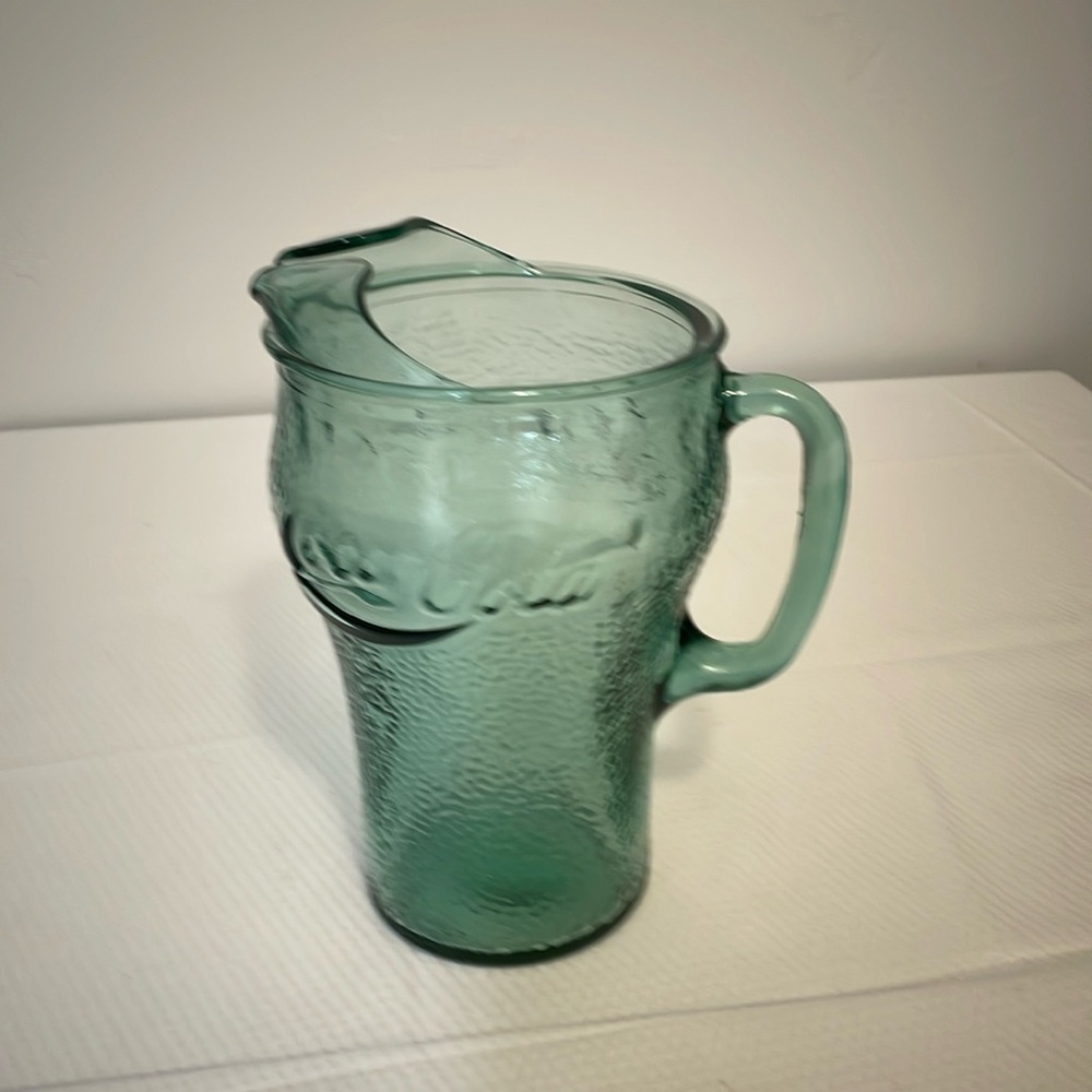Vintage Green Dimpled Pebble Textured  Coco Cola Pitcher.